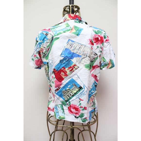 Reformation White Oahu Italy Postcard Travel Button Down Shirt Size Small - Picture 4 of 7